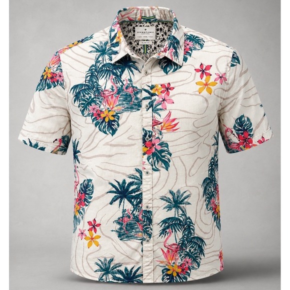 Denim & Flower Ricky Singh Other - Denim & Flower Men's XL Shirt Slim Fit Flamingo Tropical Hawaiian Button Up